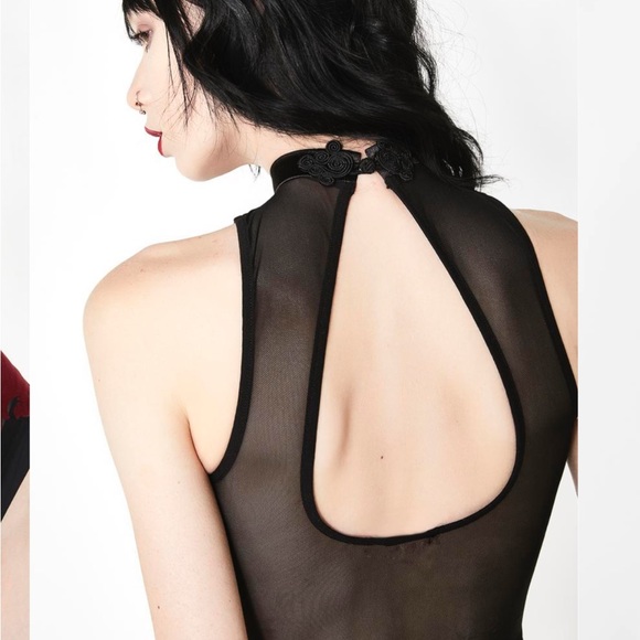 Velvet enchantress bodysuit red burn out rave festival one piece onesie lingerie - Picture 6 of 8